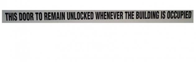 Don-Jo DD-5-BLK Decals, Black On Clear w/ Text "This Door to Remain Unlocked Whenever the Building is Occupied"