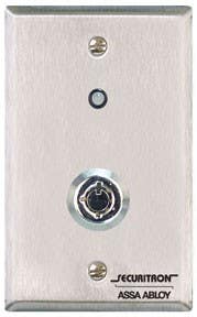 Securitron KP1 Tubular Keyswitch, Single Gang