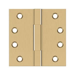 Deltana DSBS4 4" x 4" Square Knuckle Hinge, Solid Brass, Pair