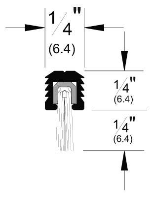 Pemko 5025 Brush Gasket w/ Mortise Aluminum Retainer & 5/16" Insert, Mill Finish Aluminum