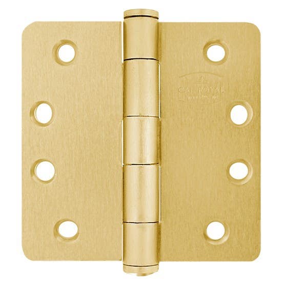 Cal-Royal TBHRC5844 Full Mortise, Plain Bearing Hinge 4" x 4" x 5/8", Finish-Bright Brass