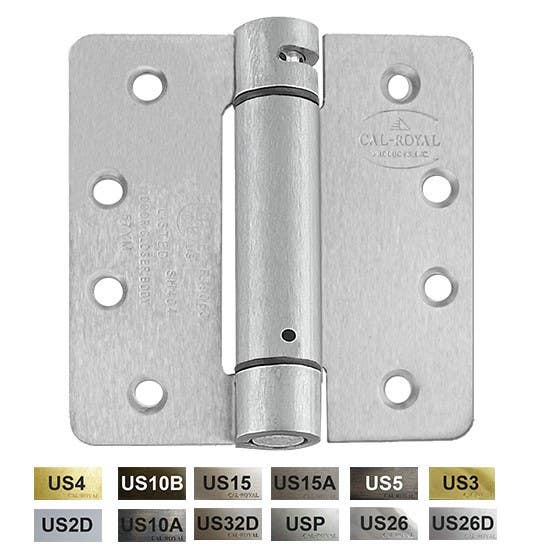 Cal-Royal NEWSH44R Full Mortise Round Corner .110" Gauge Spring Hinge 4"x 4", 1/4" Radius