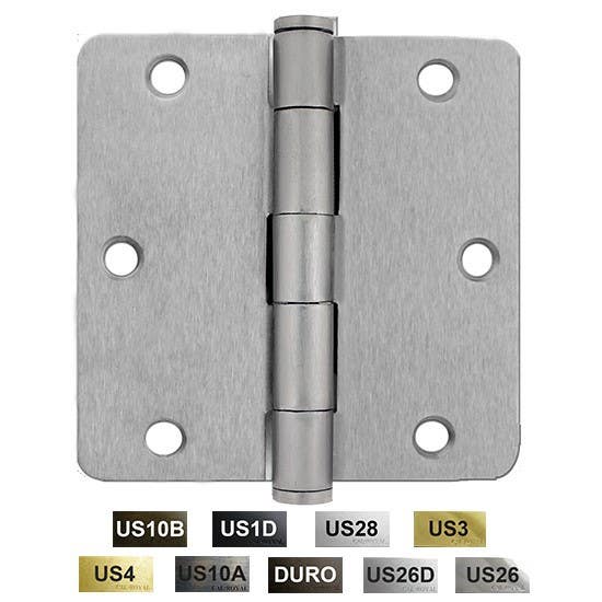 Cal-Royal TBHRC45 Full Mortise Round Corner Plain Bearing Hinge 3 1/2" x 3 1/2", 1/4" Radius