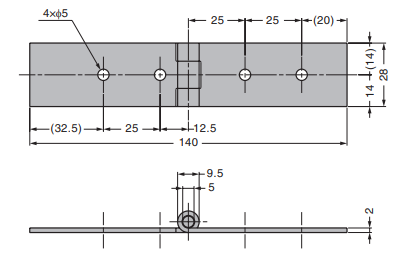 Sugatsune SYR140 Cabinet Butt Hinge, 304 Stainless Steel