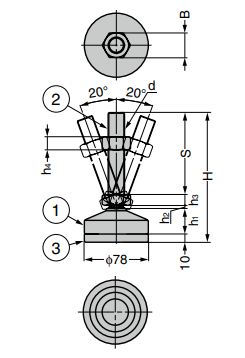 Sugatsune SDY-MASR Heavy Duty Levelling Glide, Swivel Function w/ Metric Screw Thread