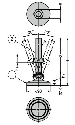 Sugatsune SDY-MAS Heavy Duty Levelling Glide w/ Swivel Function