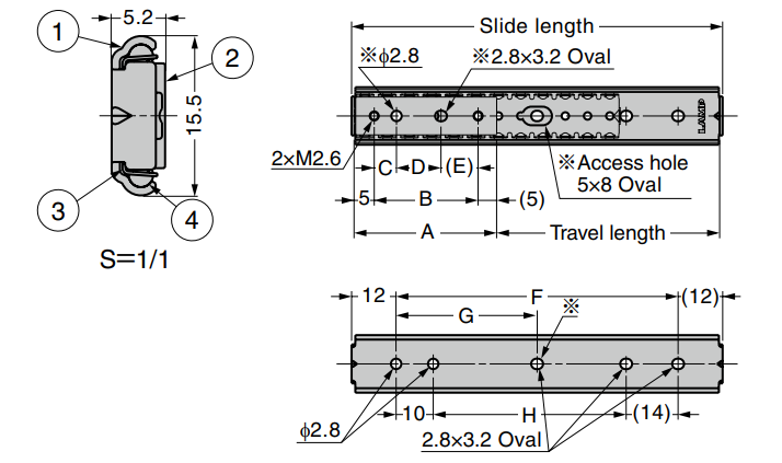 Sugatsune SCRL2-15 Stainless Steel Mini Guide