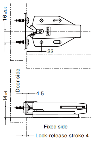 Sugatsune MLC-100DS-WT Non-Magnetic Touch Latch, Retaining Force-9.2 Kg, Push Out Force-1.4 Kg, White