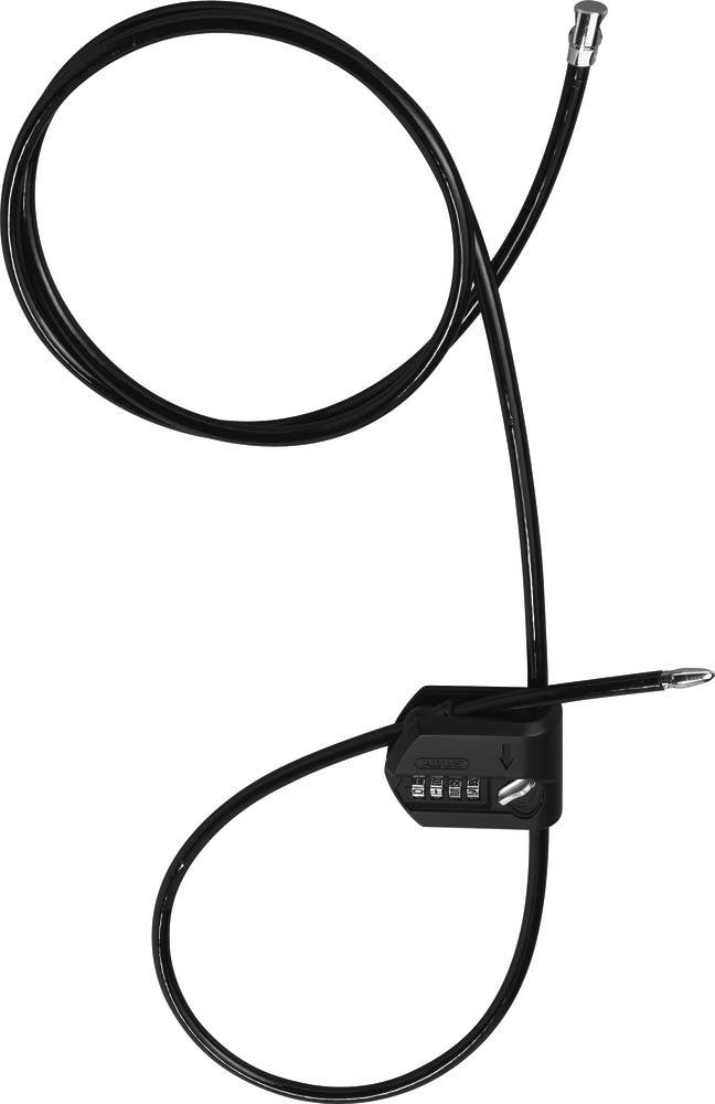 Abus 210/185 C Keyed Multi-loop Black Steel Cable w/ Integrated Lock, PVC Coated
