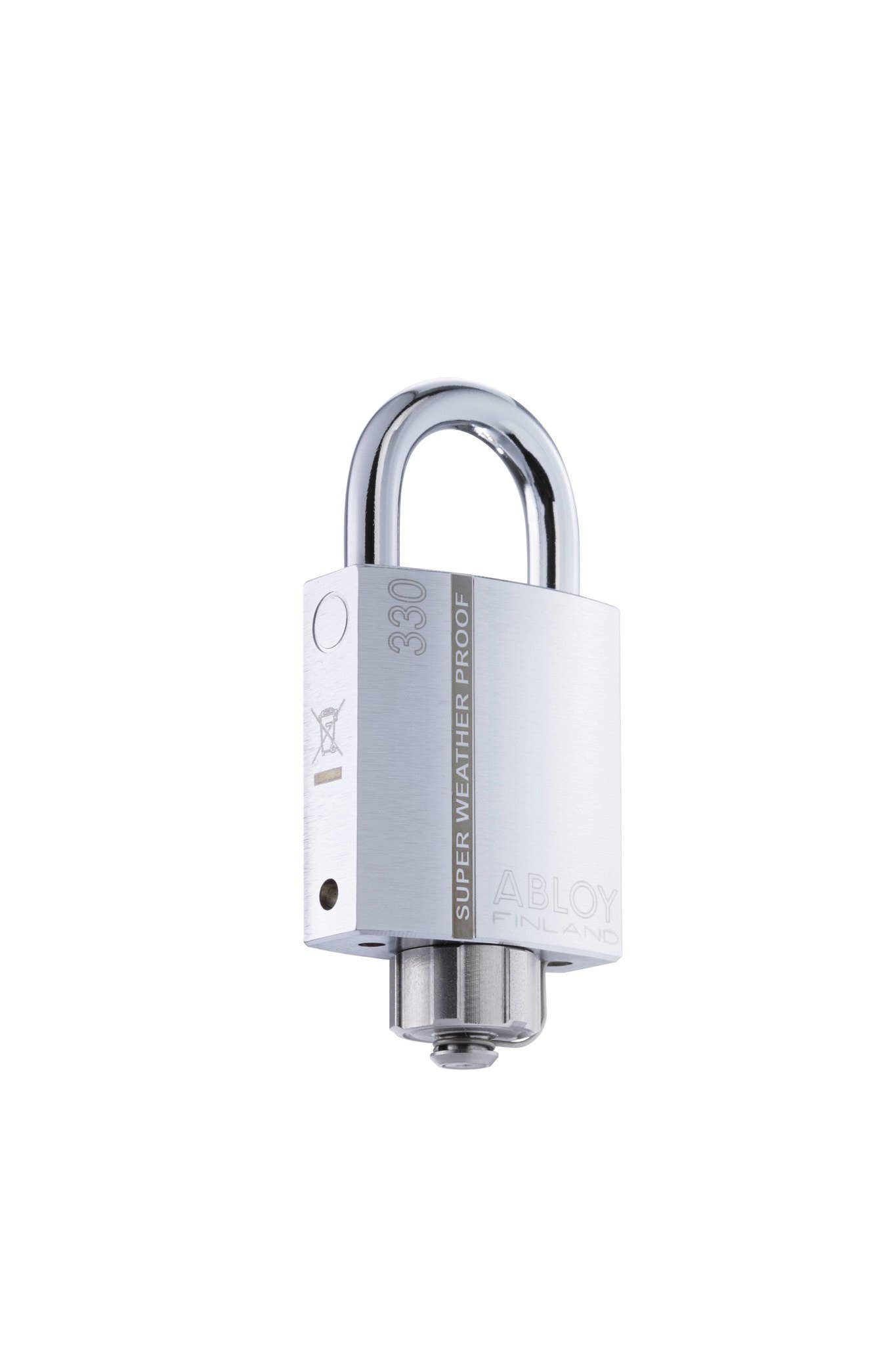 Abloy Sentry PLM330 Brass Padlock w/ Sealed Shackle & Weather Seal Cap, Rekeyable, Finish-Chrome