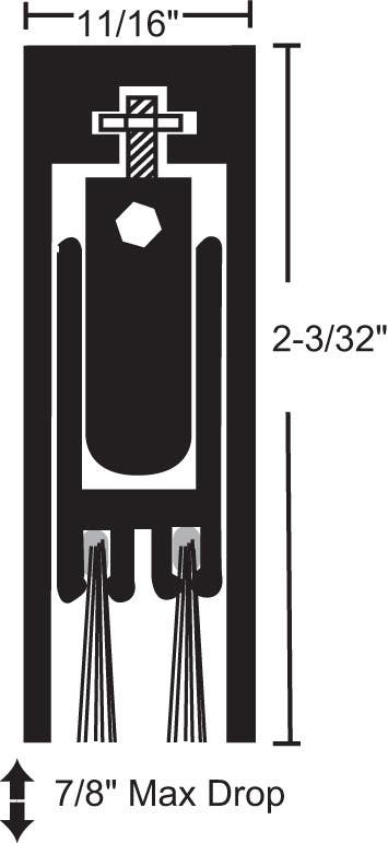 NGP 222WH Aluminum Automatic Door Bottom w/ Nylon Brush Seal