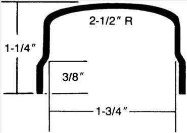Burns Manufacturing 309 "U" Shaped w/ Radius & Overlap 90° 1-1/4" x 1-3/4" I.D. x 1-1/4" Door Edging