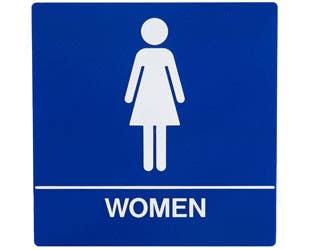 Trimco 5 Restroom Signage, Braille White on Blue