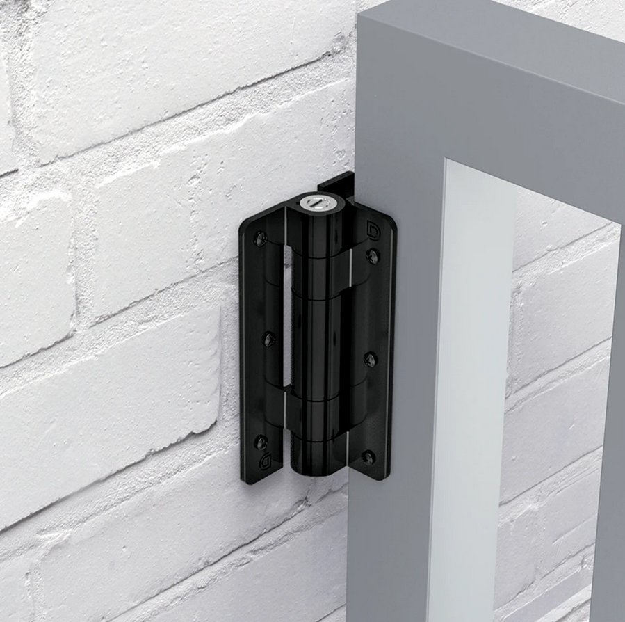 D&D KF3A1BL KwikFit Aluminum, Self-Closing Gate Hinge, 1" Leaf Width, Finish-Black, (Pair)