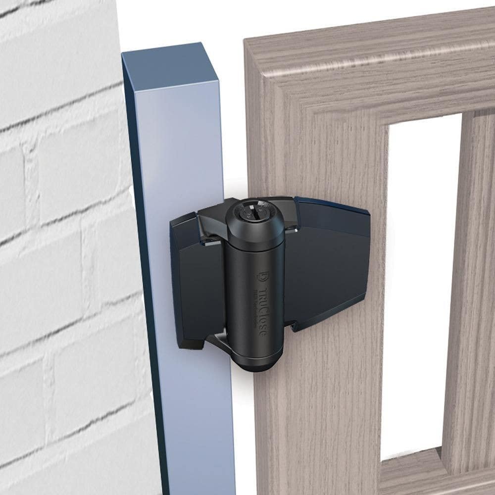 D&D TCA2 TruClose Regular Adjustable, Self-Closing Hinge For Metal to Wood Gate,Finish-Black (Pair)