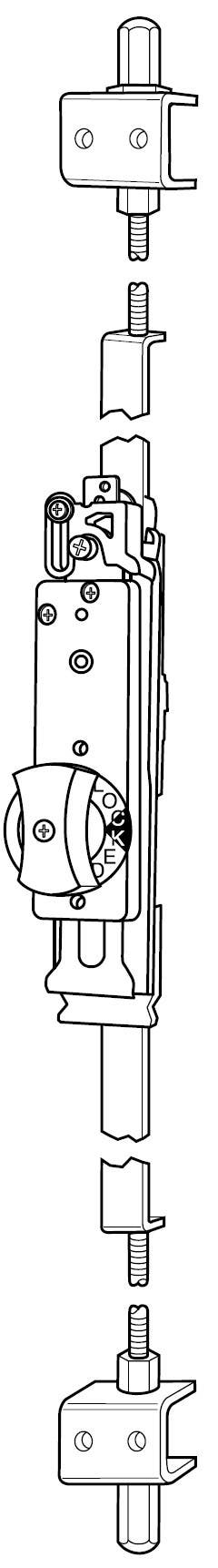 Adams Rite MS2180 Auto-Release Two-Point Flushbolt