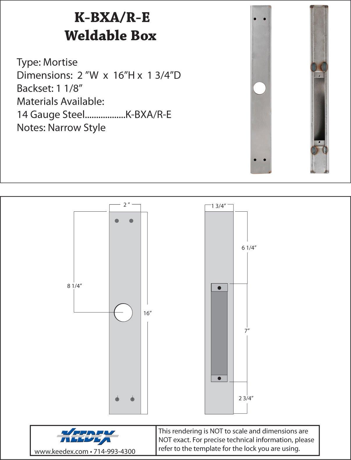 Keedex K-BXA/R-E Lock Box A/Rite - Alarm Lock DL1200, Locknetics KC9111, 1 1/8"