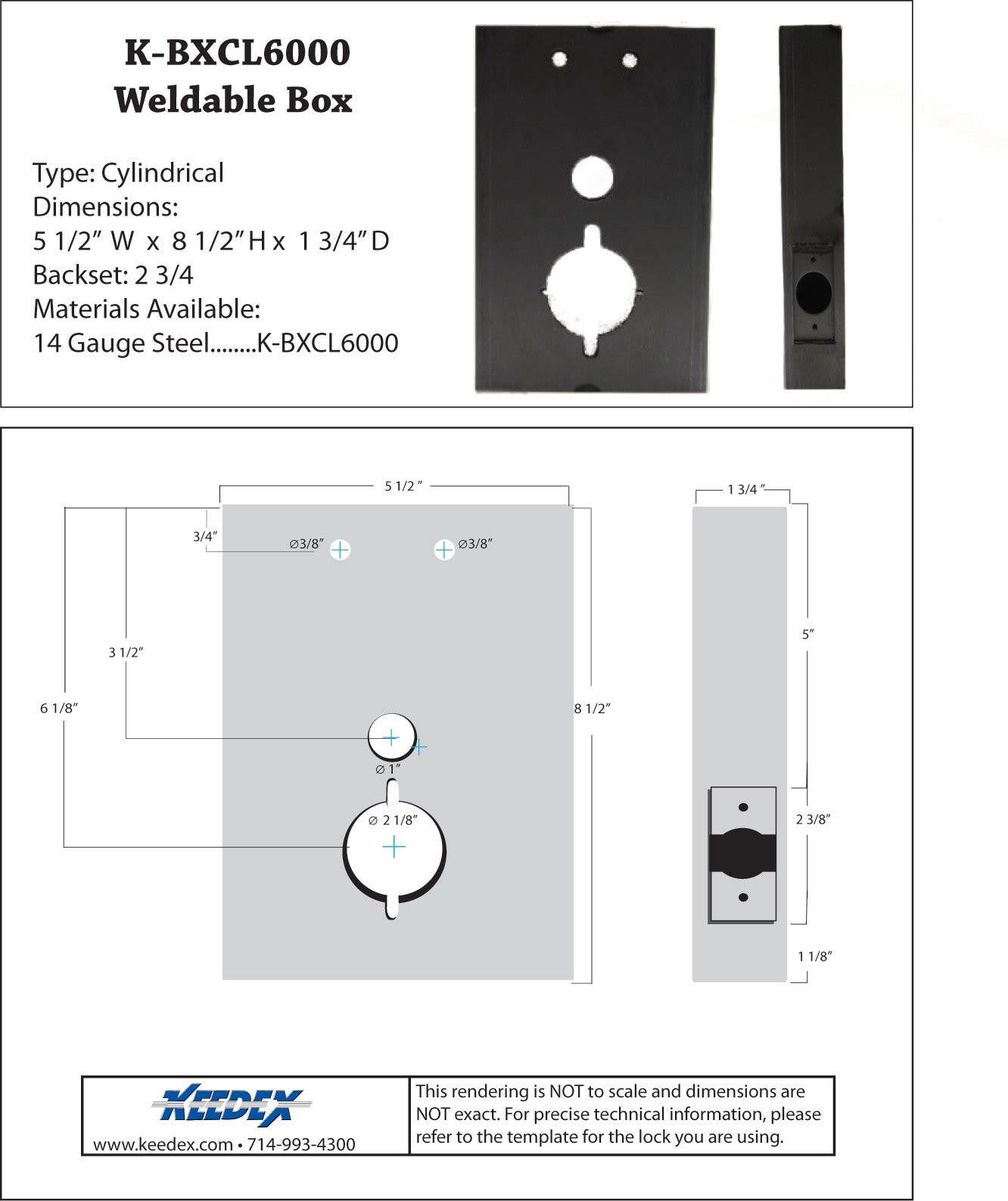 Keedex K-BXCL6000 Weldable Gate Box for CodeLock 6000