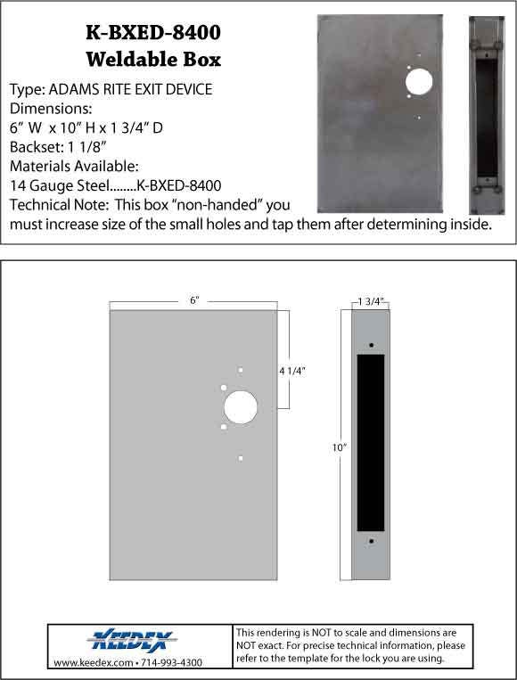 Keedex K-BXED-8400 Weldable Box for Adams Rite 8400 Panic