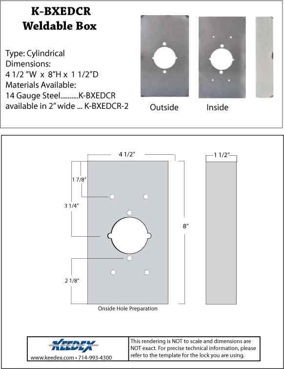 Keedex K-BXEDCR Cal-Royal Exit Device F2200/F2260Vw/ENT-00L, STR-05L, PAS-30L Trim