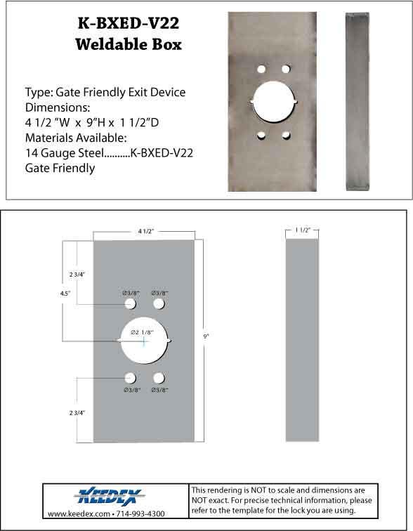 Keedex K-BXED Box for Von Duprin 22 Series w/DT, NL, K or L Trim