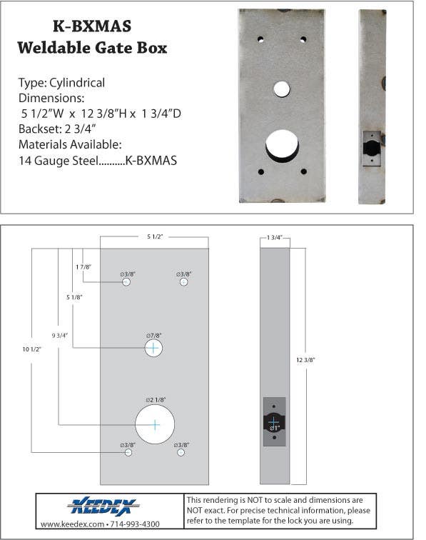 Keedex K-BXM Weldable Gate Box 14 Gauge Steel