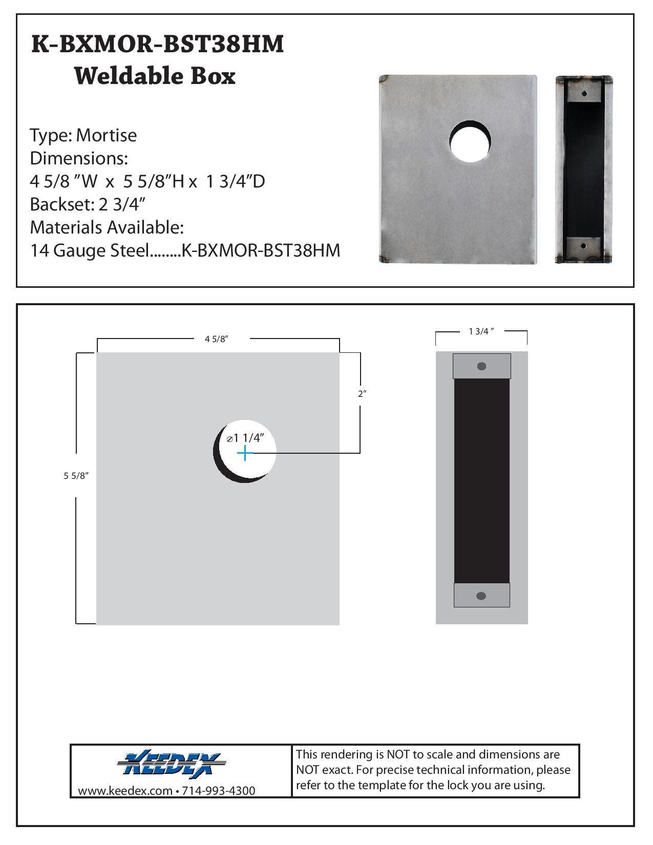 Keedex K-BXMOR-BST38HM Gate Box for Best Mortise Deadlock 38HM