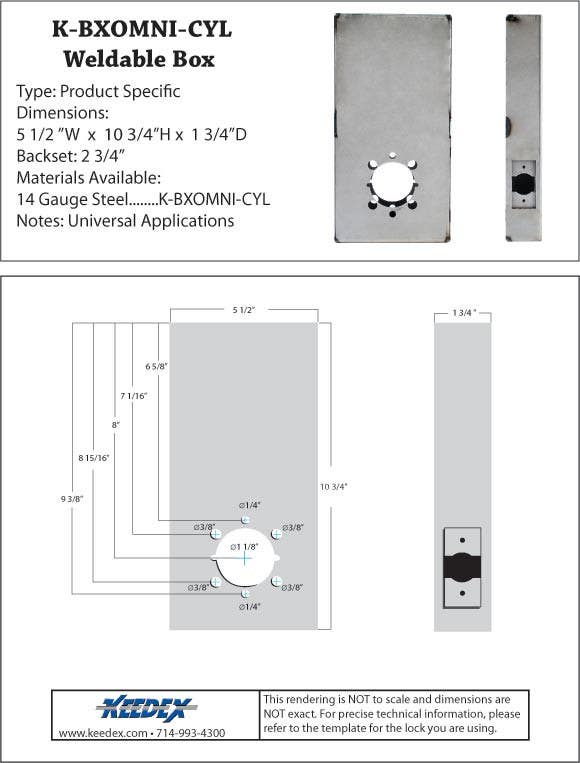 Keedex K-BXOMNI-CYL Weldable Box-OSI Omnilock® OM100, OM300 & OM500 Cylindrical Lock