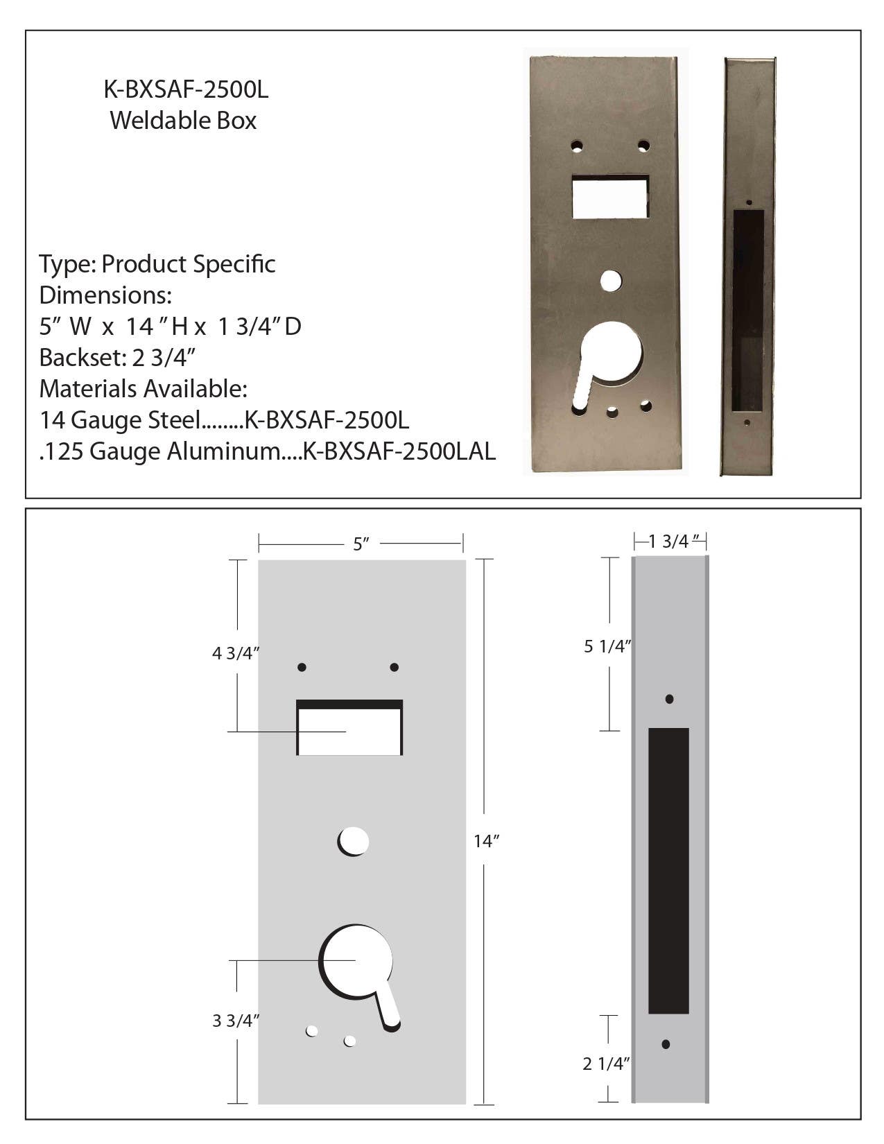 Keedex K-BXSAF-2500L Lock Box - Computerized Security- Saflok® 2500 Classic Mortise 14" Tall