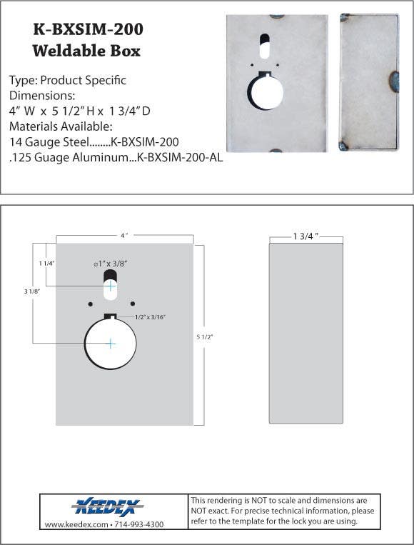 Keedex K-BXSIM-200 Weldable Gate Box - Kaba Ilco 200 Series. 904, 905, 918 & 919