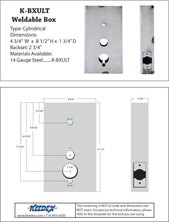 Keedex K-BXULT CodeLocks 100, 200 & 300. Ultra 44760, 44765 & 44770. 2 3/8"BS