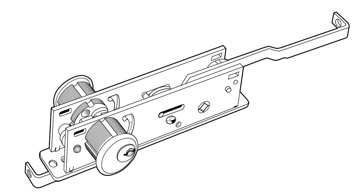 Adams Rite 1875-IB-603 Two-Point Deadlock for Roll-up Doors, Finish- Zinc Plated Steel
