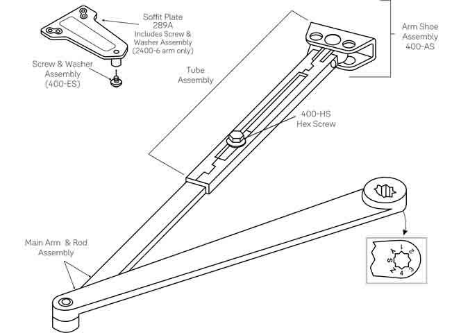 ACCENTRA (formerly Yale) 2400 Low Profile Arm For Series 4480