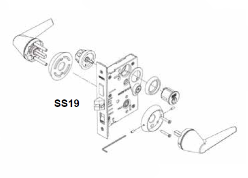 Marks USA 5SS19 Institutional LifeSaver Mortise Lockset w/ Lever, Satin Stainless Steel