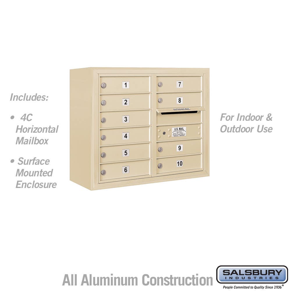 Salsbury 3806 Surface Mounted 4C Horizontal Mailbox Unit 6 Door High Unit (24-5/8") - Front Loading