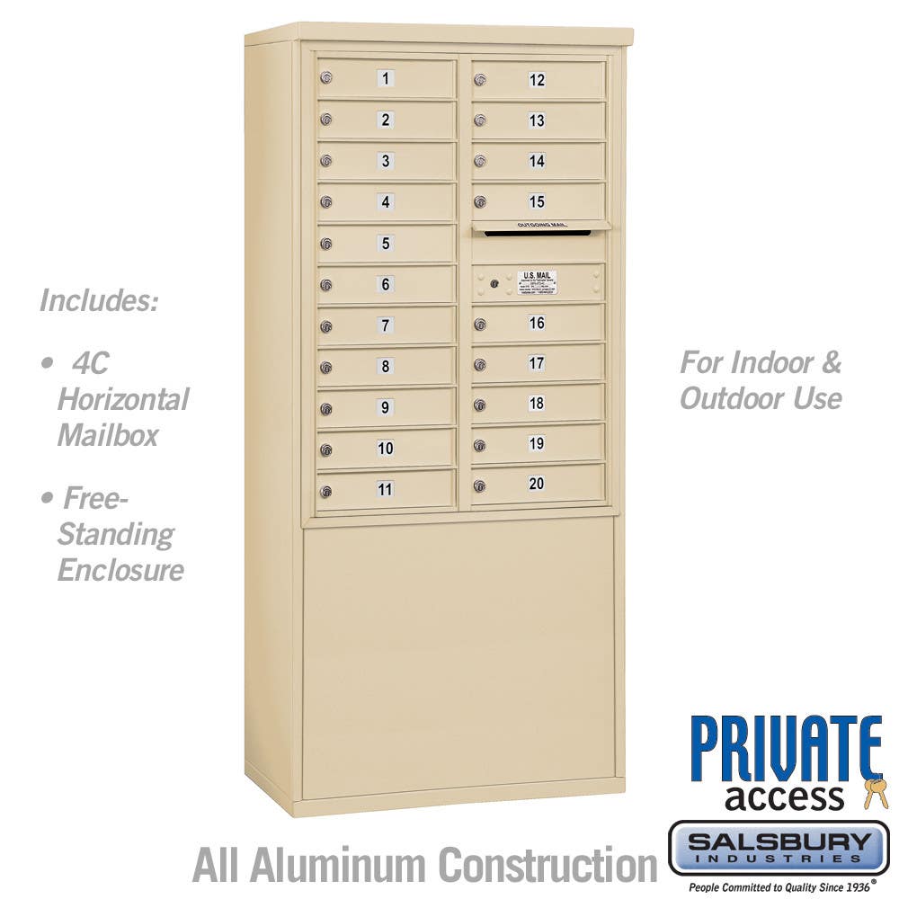 Salsbury 3911 Free-Standing 4C Horizontal Mailbox Unit - 11 Door High Unit (69-1/4 ") - Front Loading