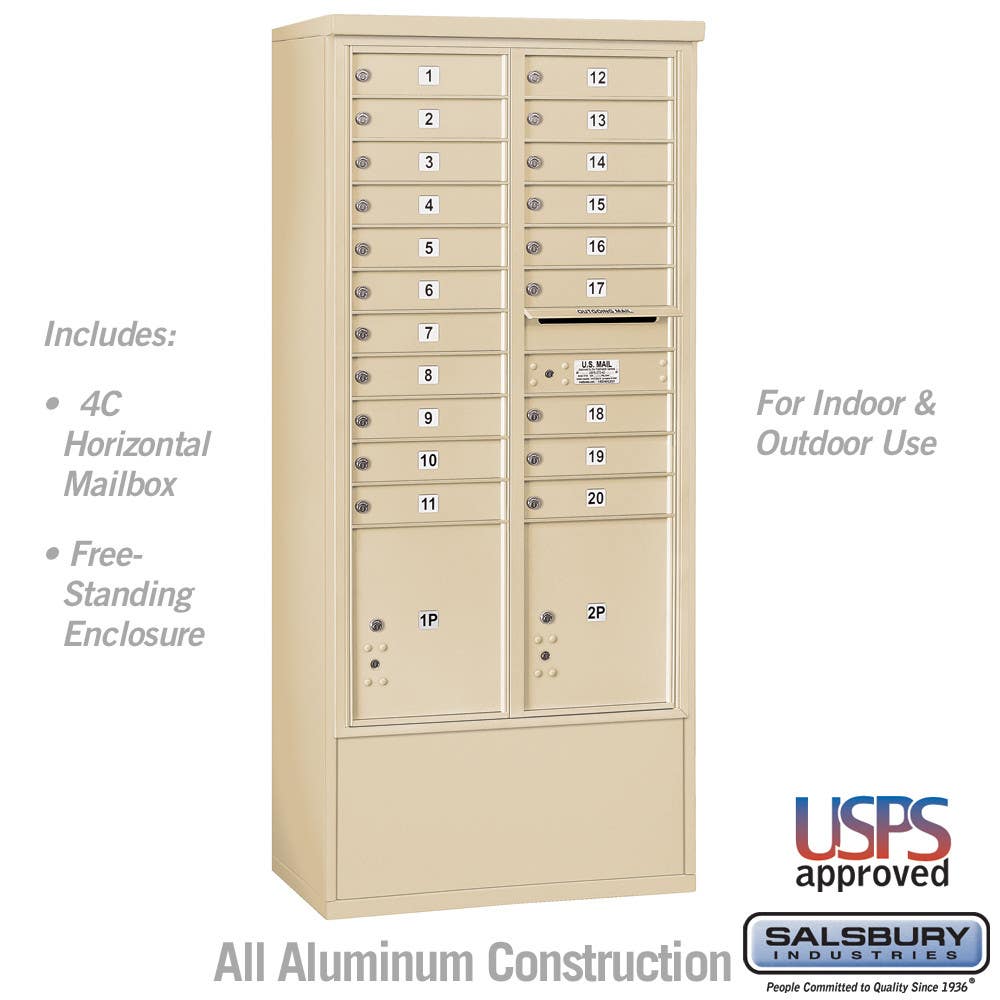 Salsbury 3916 Free-Standing 4C Horizontal Mailbox Unit - Maximum Height Unit (72") - Front Loading