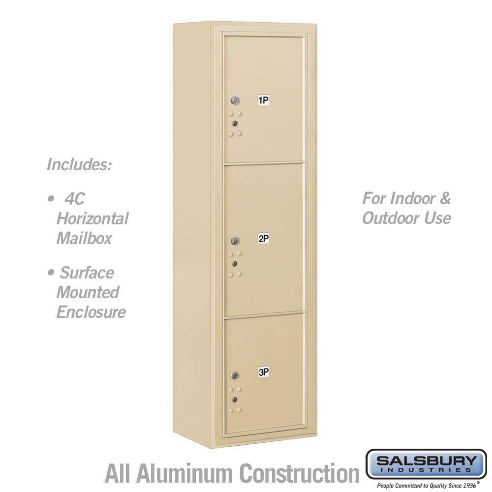 Salsbury 38 Surface Mounted 4C Horizontal Mailbox Unit - Stand-Alone Parcel Locker - Front Loading