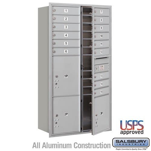 Salsbury 3716D-15 Recessed Mounted 4C Horizontal Mailbox (includes Master Commercial Locks) - Maximum Height Unit (56-3/4")