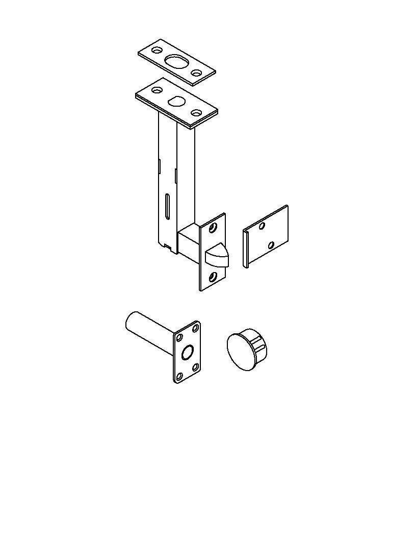 ABH Hardware 1869 Universal Top Automatic Flush Bolt w/ Bottom Fire Bolt for Metal/Wood Doors