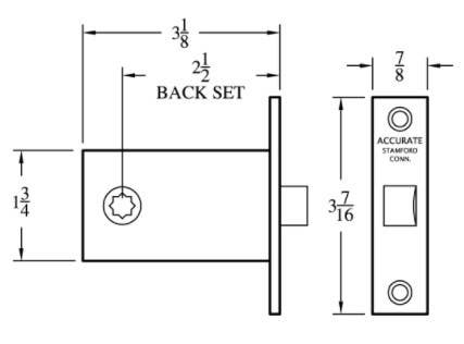 Accurate Lock & Hardware 1003 Passage Knob Latch, Backset- 2-1/2"