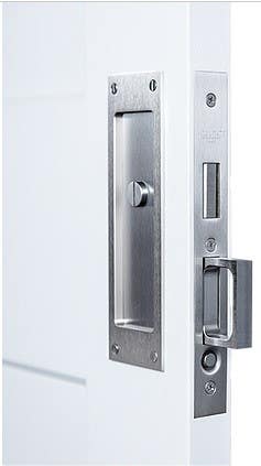 Accurate Lock & Hardware 2002CPDL Pocket Door Hardware Set For Pair Of Doors w/ Exposed Fastener Flush Pulls