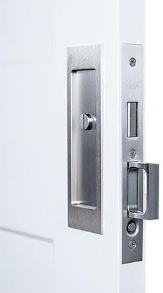 Accurate Lock & Hardware 2002CPDL Pocket Door Hardware Set For Pair Of Doors w/ Concealed Fastener Flush Pull