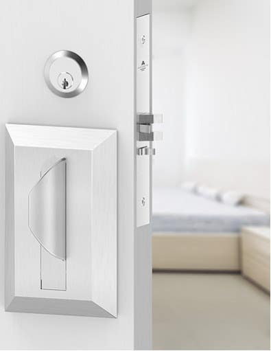 Accurate Lock & Hardware 9100BL-ALP Ligature Resistant Safety Push Pull Mortise Set, Beveled Safety Latch, Satin Aluminum, 2-3/4" Backset, For 1-3/4" Door