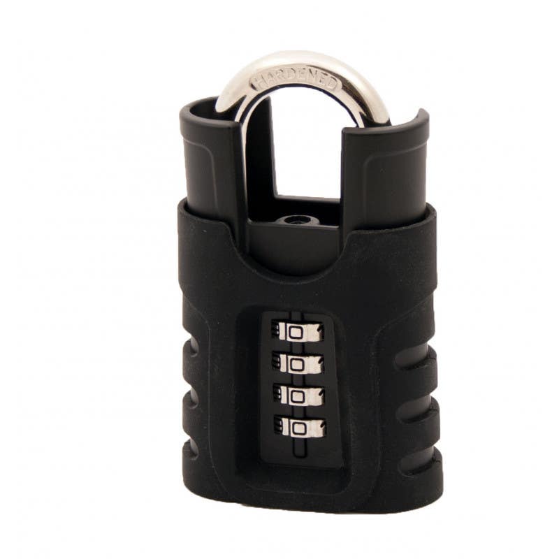 FJM Security SX-975 Long Shackle Shrouded Combination Padlock-Rubber Coated
