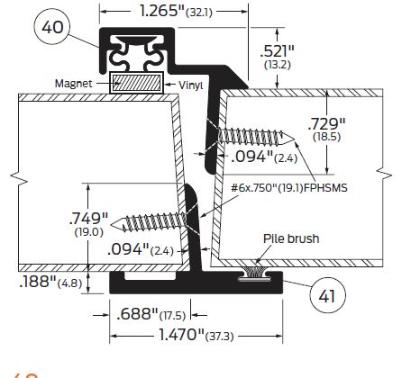 ZERO 41 Security Astragal-Meeting Stile