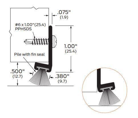 ZERO 98 Head And Jamb Gasketing, Pile/Brush