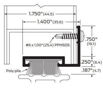 ZERO 154 Door Shoe, Angle Track/Pile
