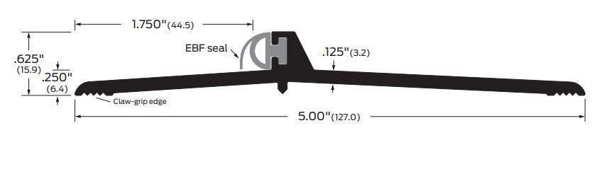 ZERO 265 Rabbeted Threshold, 5", Neoprene Stop