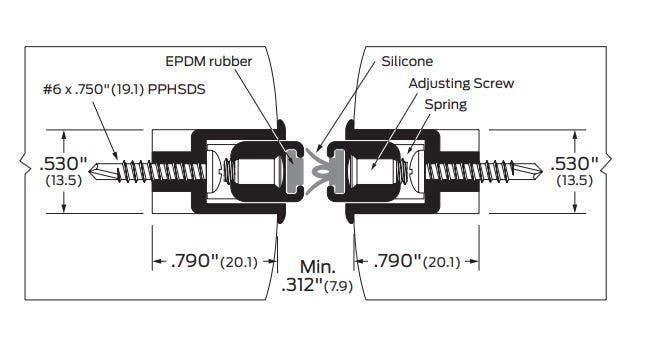 ZERO 557 Silicone Insert/Adjustable Mortised Astragal - Meeting Stile